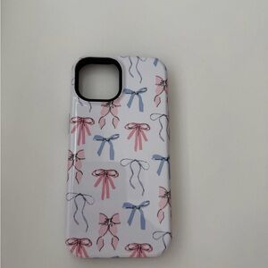 Casely iPhone 15 Bow Print Case Pink Blue Coquette Style